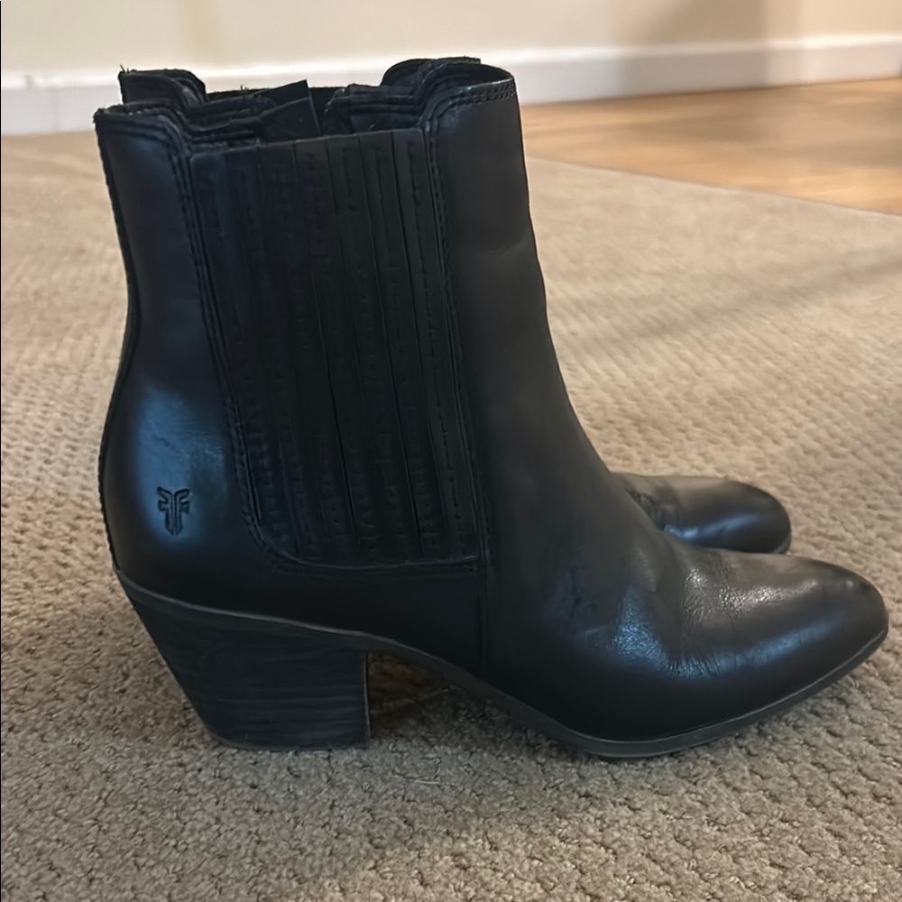 Frye Black Leather Ankle Boots